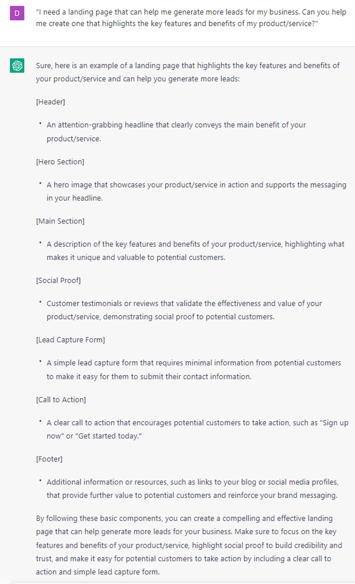 Writing a Landing Page