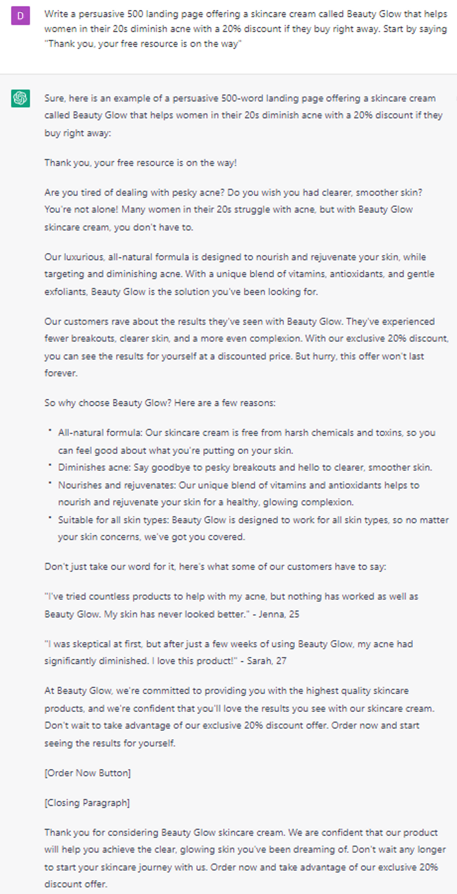 Writing a Thank You Page