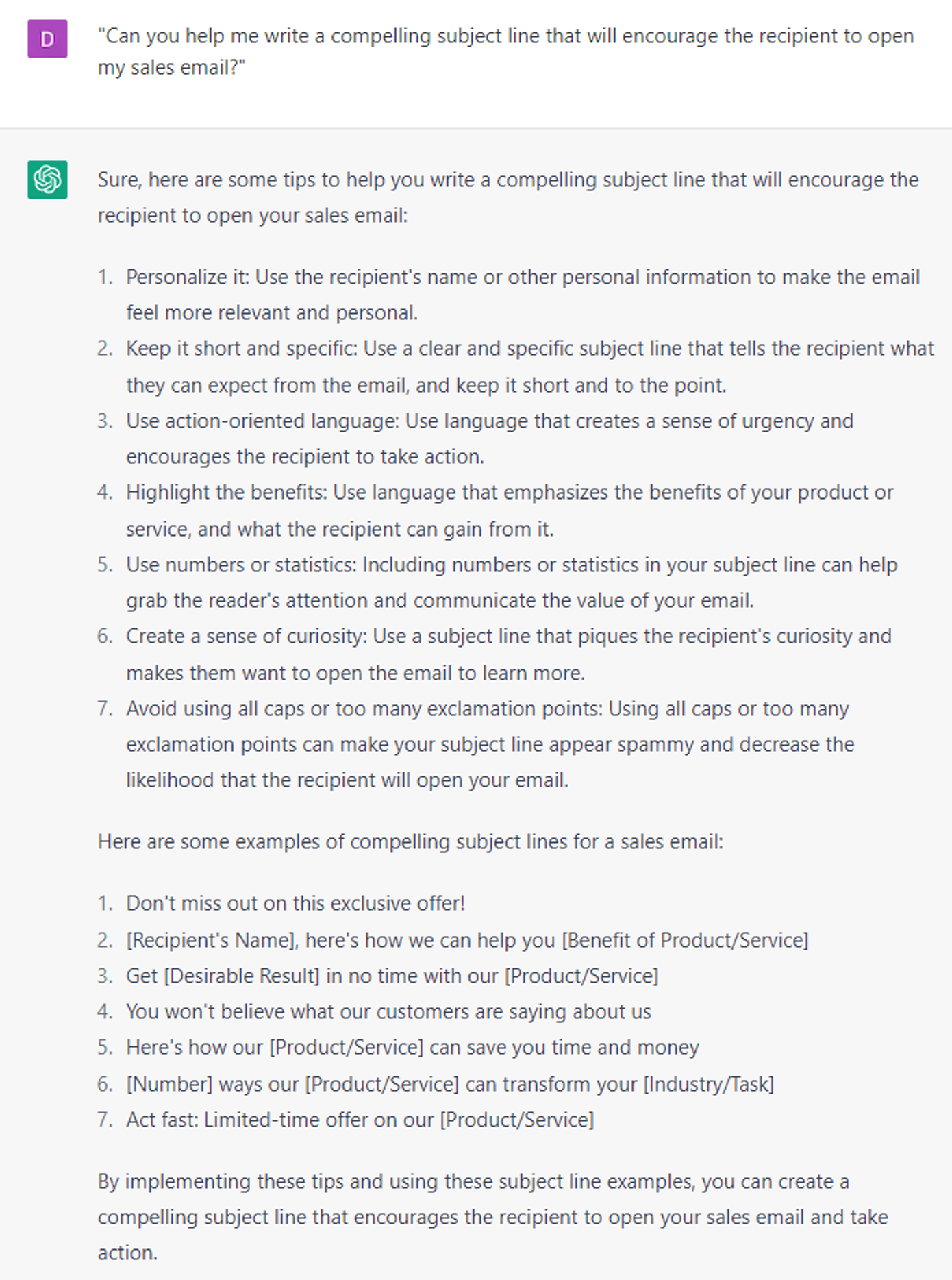 Crafting Sales Email
